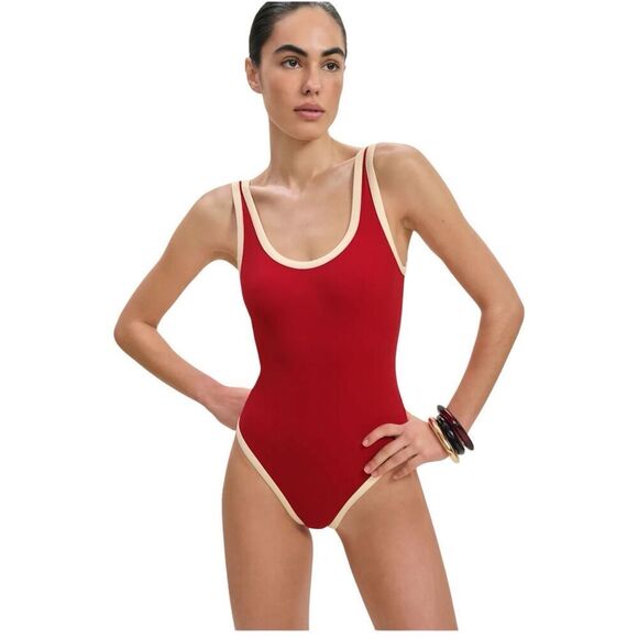 Reformation Joy one piece swimsuit in lipstick fior XL - Picture 1 of 5